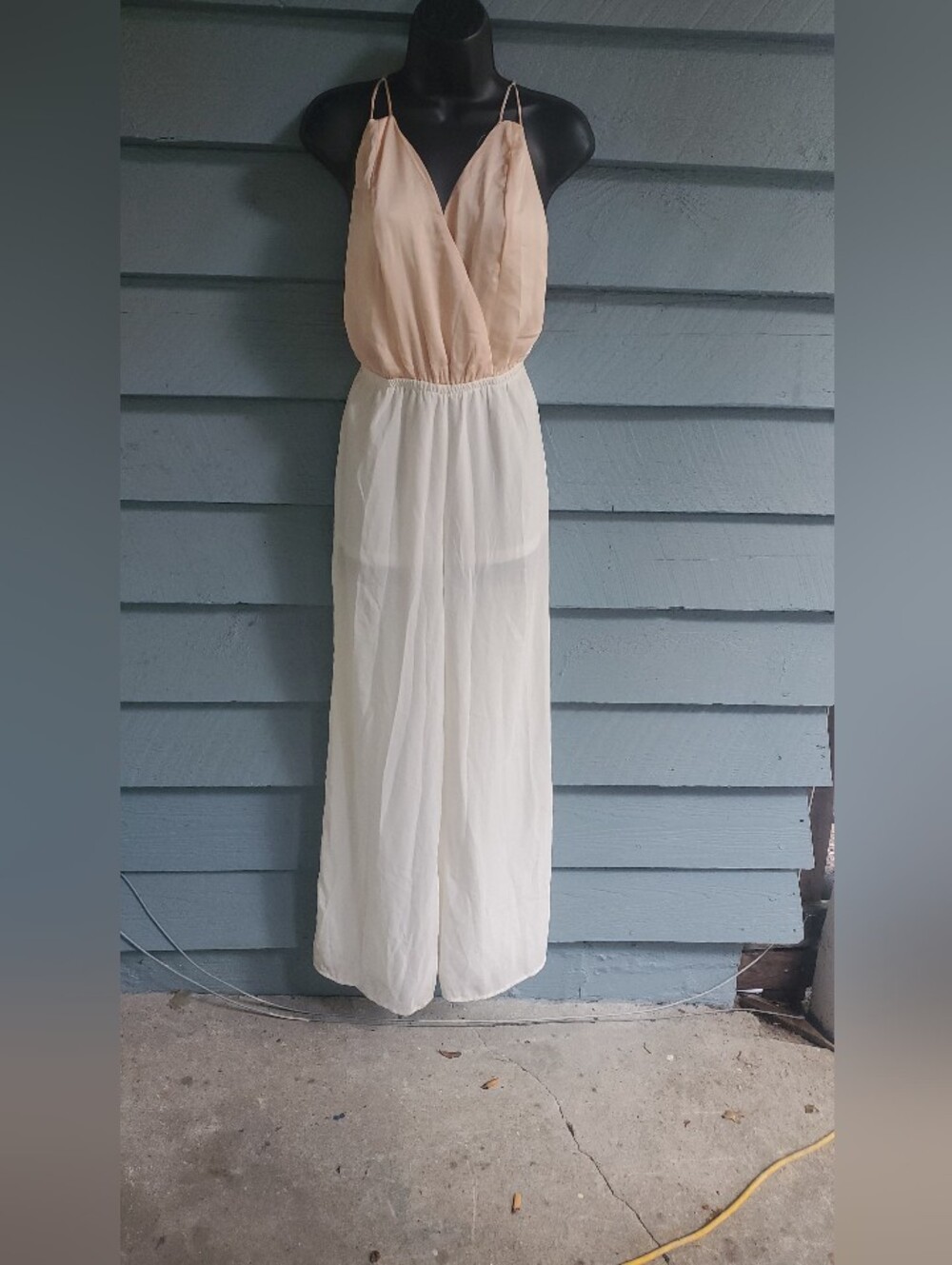 Flowy Jumpsuit in Peach and White